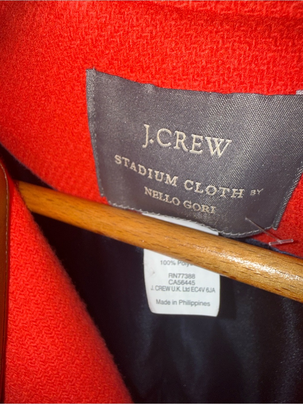 J. Crew Red Stadium Cloth Pea Coat with gold buttons PTP 19 length 28 size 8T